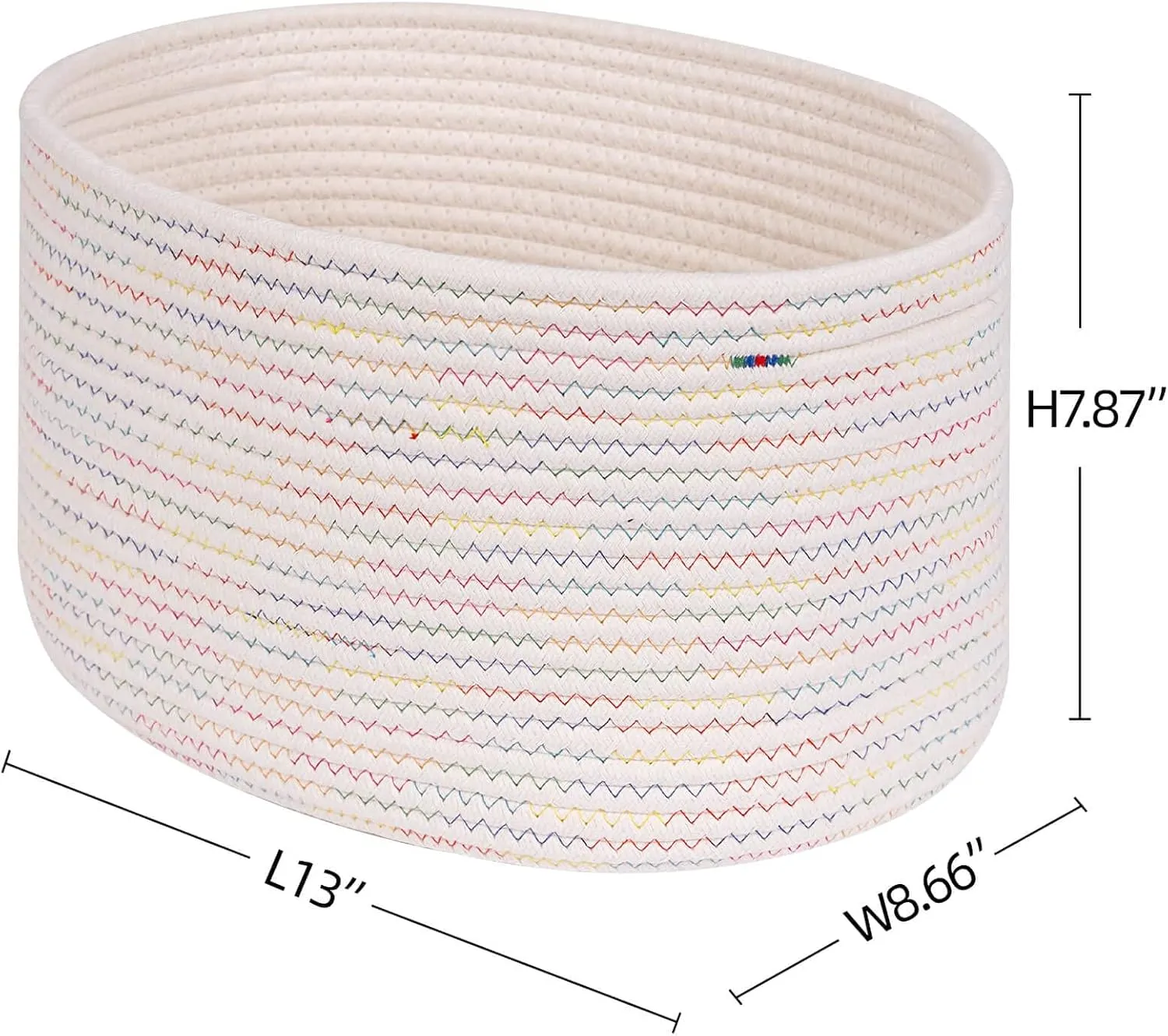 CubesLand Woven Basket for Organizing/Shelves, Cube Shelf Closet Storage Set of 3, Long-lasting & Skin-friendly Bin, Stylish Room Storage, Rainbow Stitches Cotton Rope