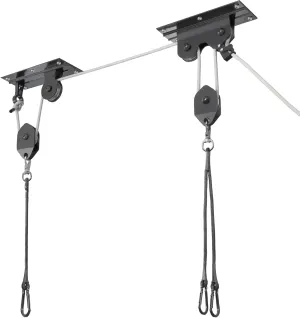 CyclingDeal Ceiling-Mounted Bike Hoist Rack - Secure Bike Storage Ceiling Bike Hangers for Garage - Safe & Easy Lifting for Garage Bicycle Hanger Bike Storage Rack - Premium Rope & Bike Hooks
