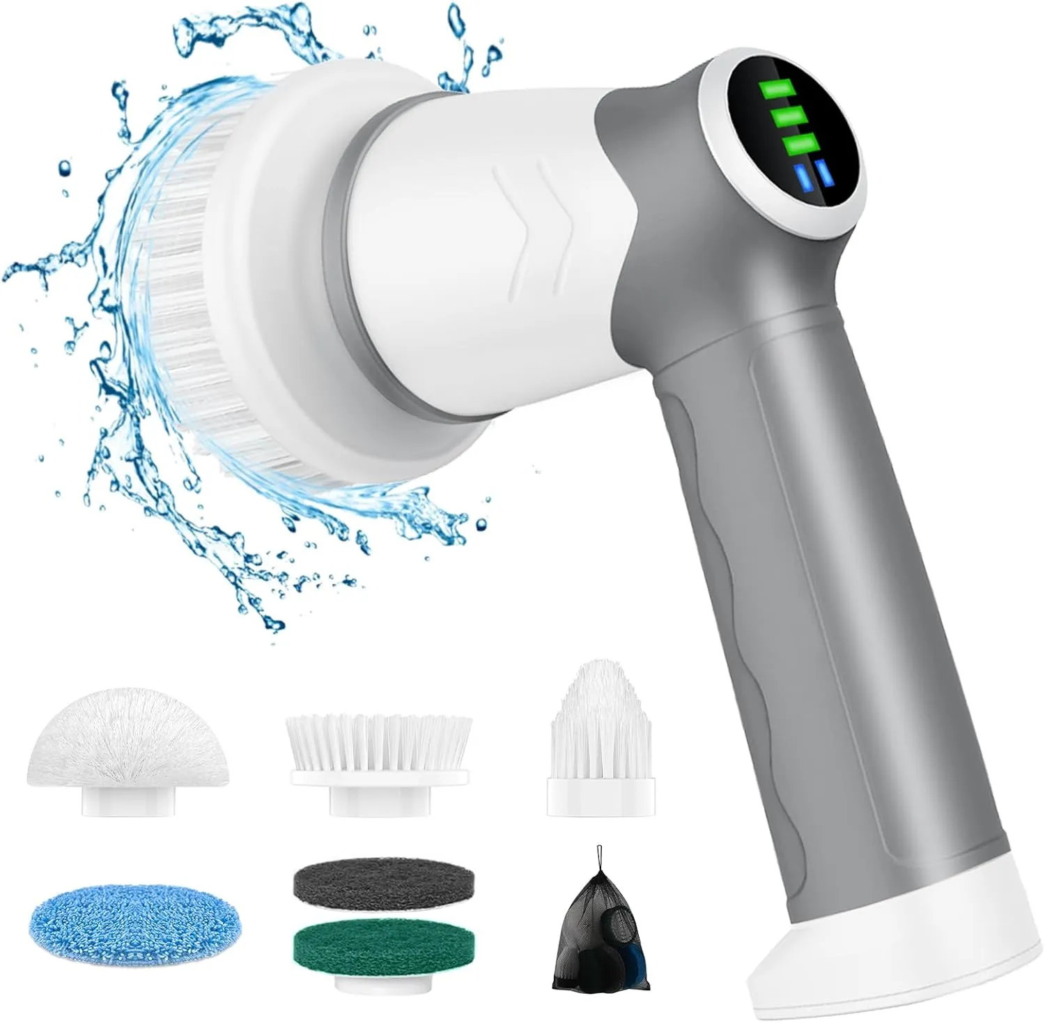 DAESUNG Electric Spin Scrubber, New Electric Bathroom Brush with 6 Replaceable Heads, Power Scrubber with LED Display, Electric Scrubbers for Cleaning Shower, Tile, Grout, Sink