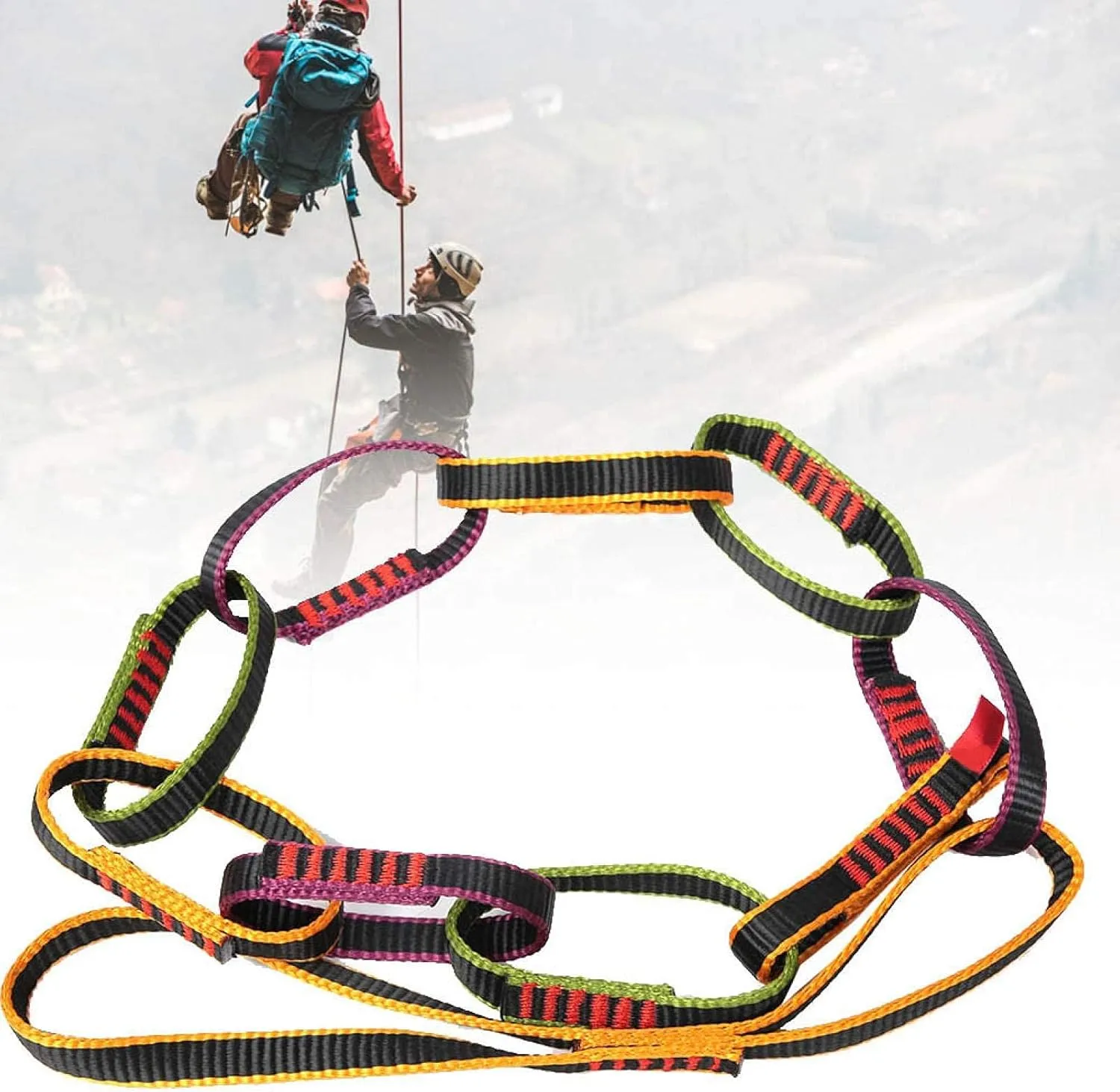 Daisy Chain Rope, Outdoor Nylon Climbing Daisy Rope Climbing Daisy Chain Rope Downhill Forming Ring Sling Personal Anchor for High-Altitude Work for Hole Exploration
