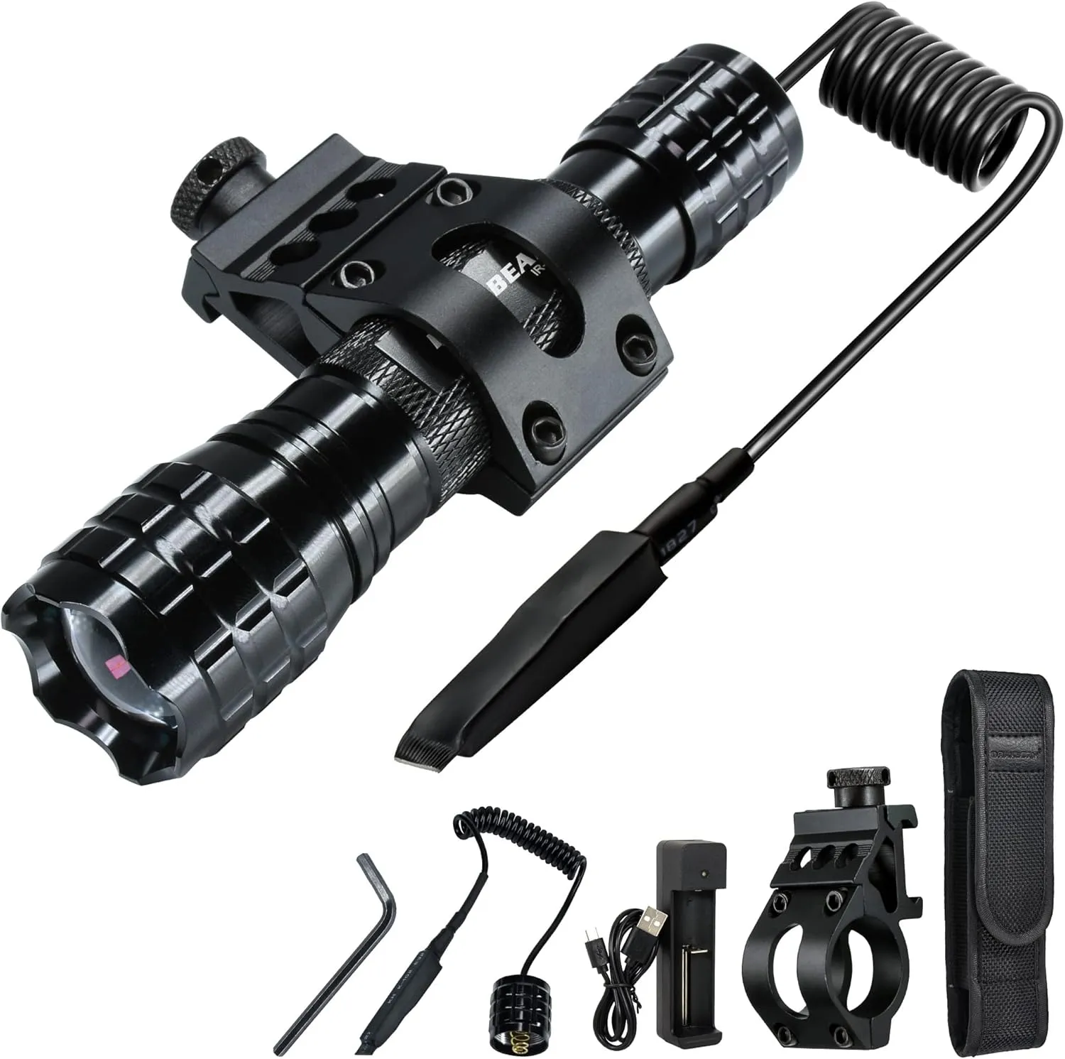 DARKBEAM ir Flashlight Infrared 940nm Lights LED Mini for Night Vision, Rechargeable Portable Tactical ir Illuminator Torch, Focus Adjustable for Hunting, Observation, Search, with Clip