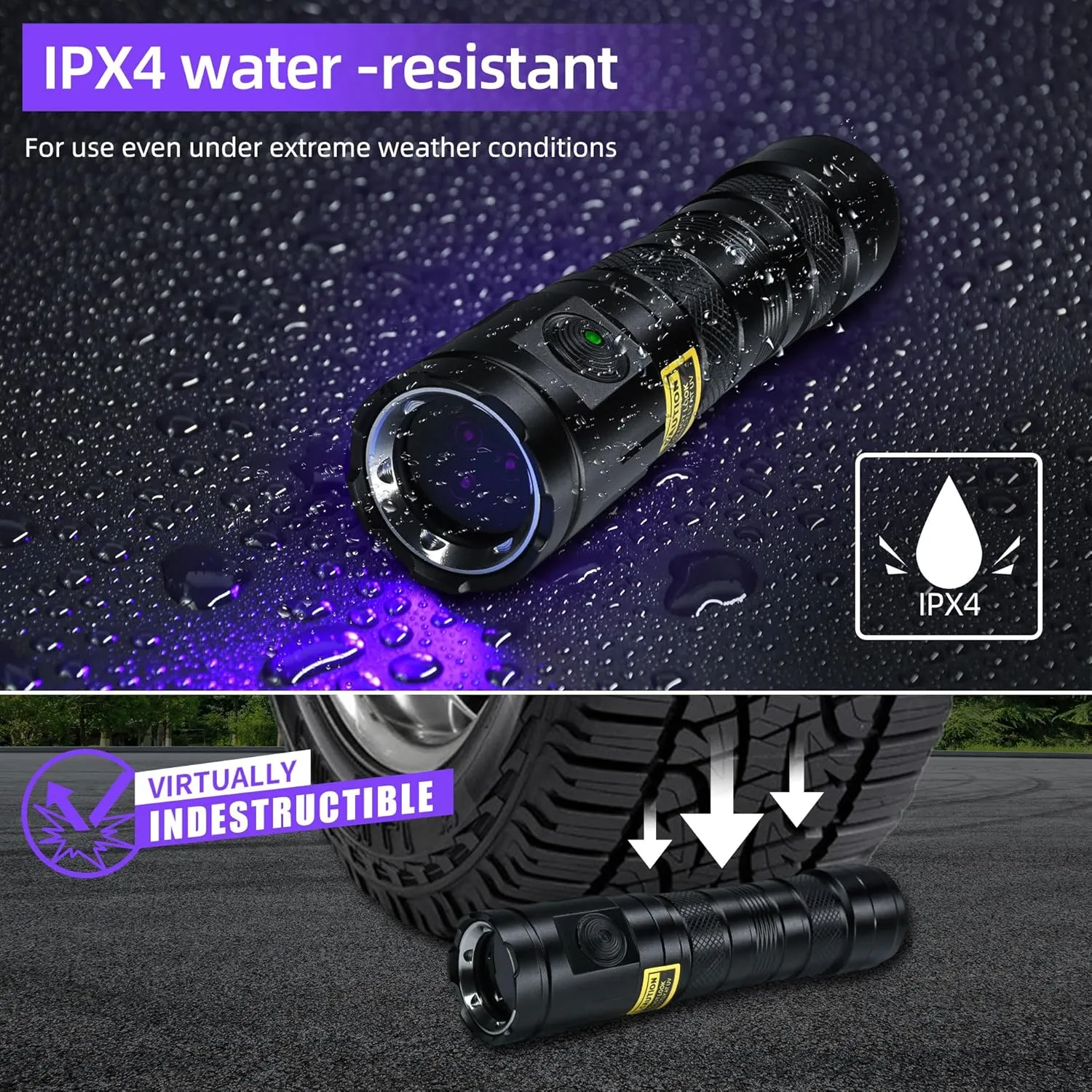 DARKBEAM UV Flashlight 365nm Black Light, 3 LEDs 20W Powerful Blacklight Flashlights - Rechargeable Mini Woods Lamps Long Life for Pet Urine Detection, Money, AC Sistem, UV Glue, Resin Curing