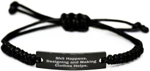 Designing and Making Clothes Enthusiasts' Humorous Gift, 'Shit Happens' Rope Bracelet for Men, Unique Father's Day Unique Gift from Friends or Family