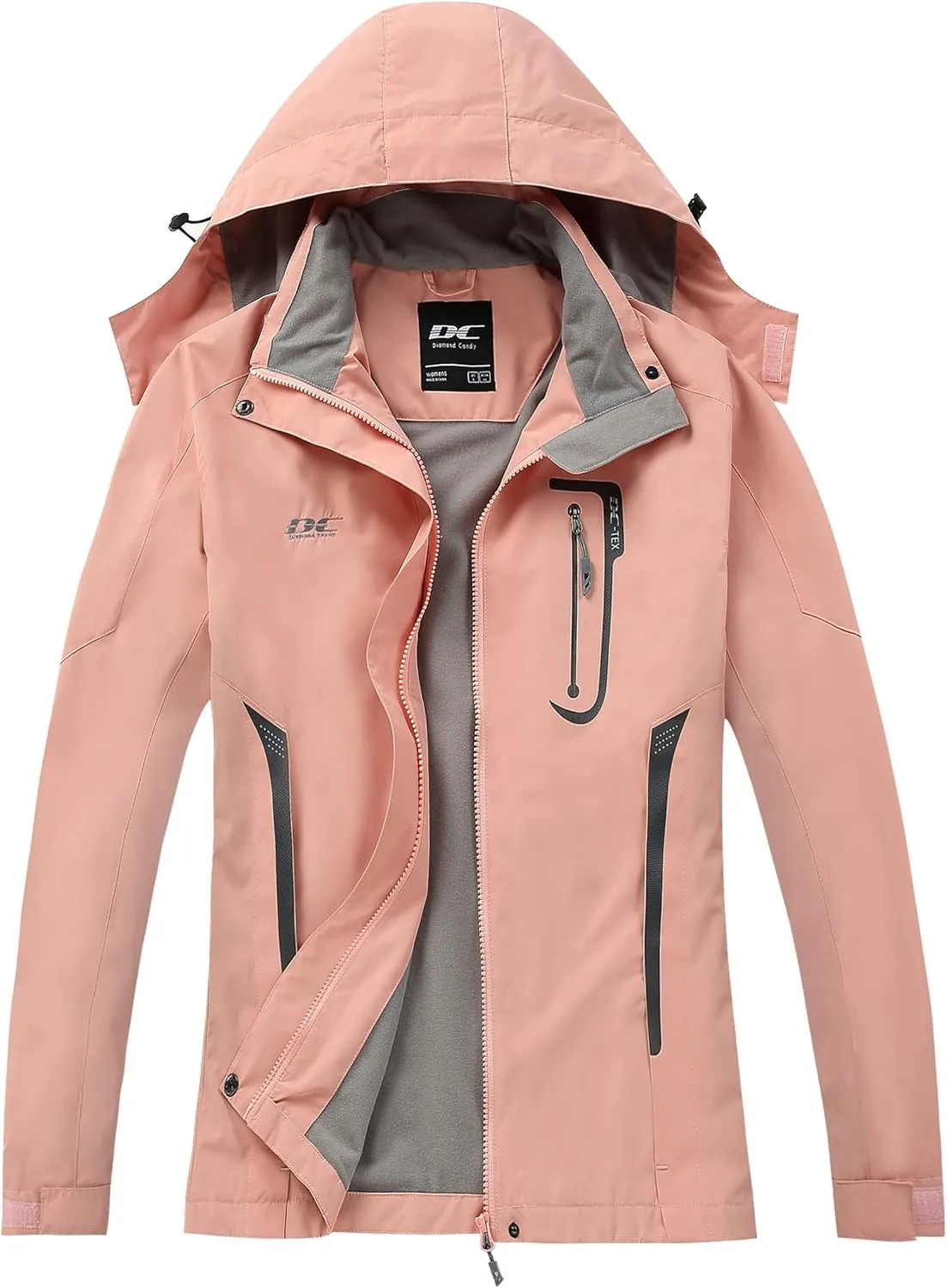 Diamond Candy Waterproof Rain Jacket Women Lightweight Outdoor Raincoat Hooded for Hiking skiing