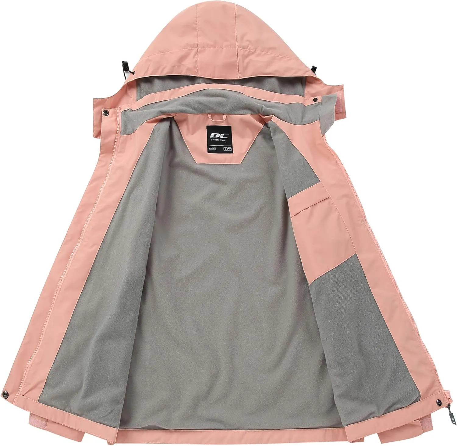 Diamond Candy Waterproof Rain Jacket Women Lightweight Outdoor Raincoat Hooded for Hiking skiing