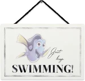 Disney Finding Nemo Dory Quote Hanging Wood Wall Decor - Just Keep Swimming Sign for Home Decorating