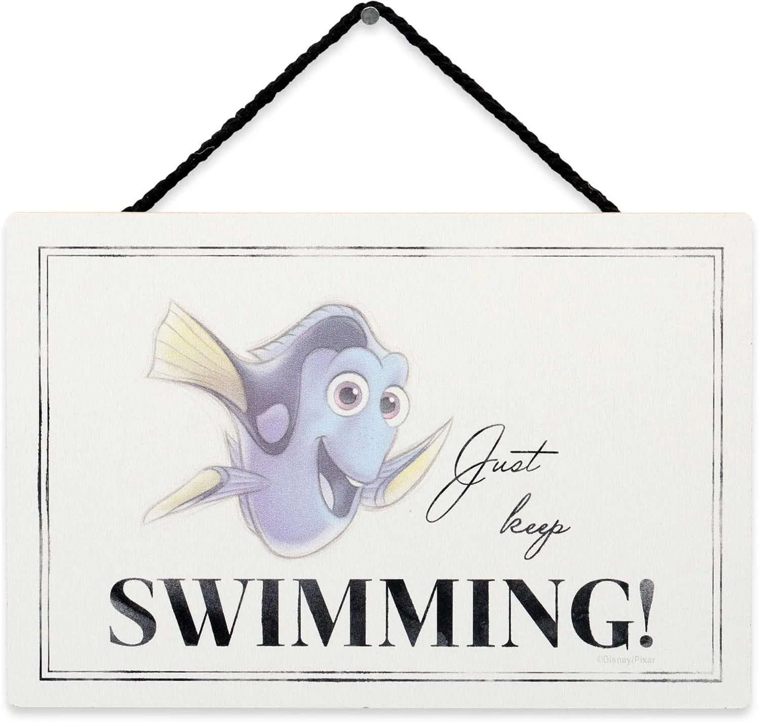 Disney Finding Nemo Dory Quote Hanging Wood Wall Decor - Just Keep Swimming Sign for Home Decorating
