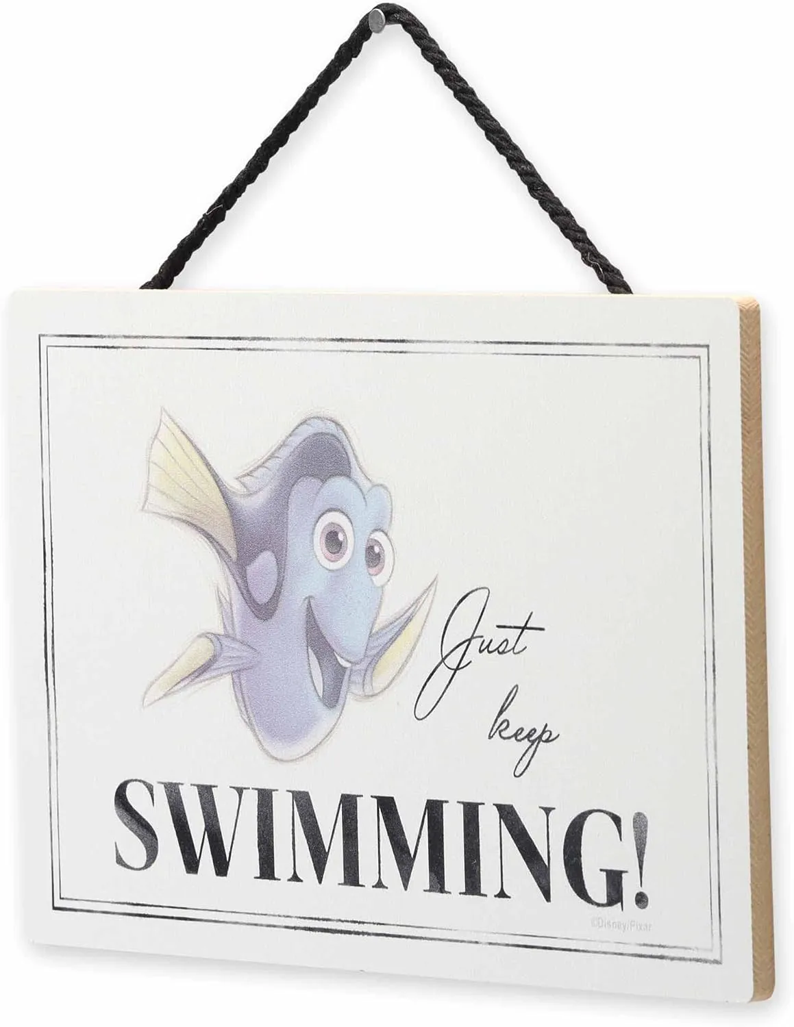 Disney Finding Nemo Dory Quote Hanging Wood Wall Decor - Just Keep Swimming Sign for Home Decorating