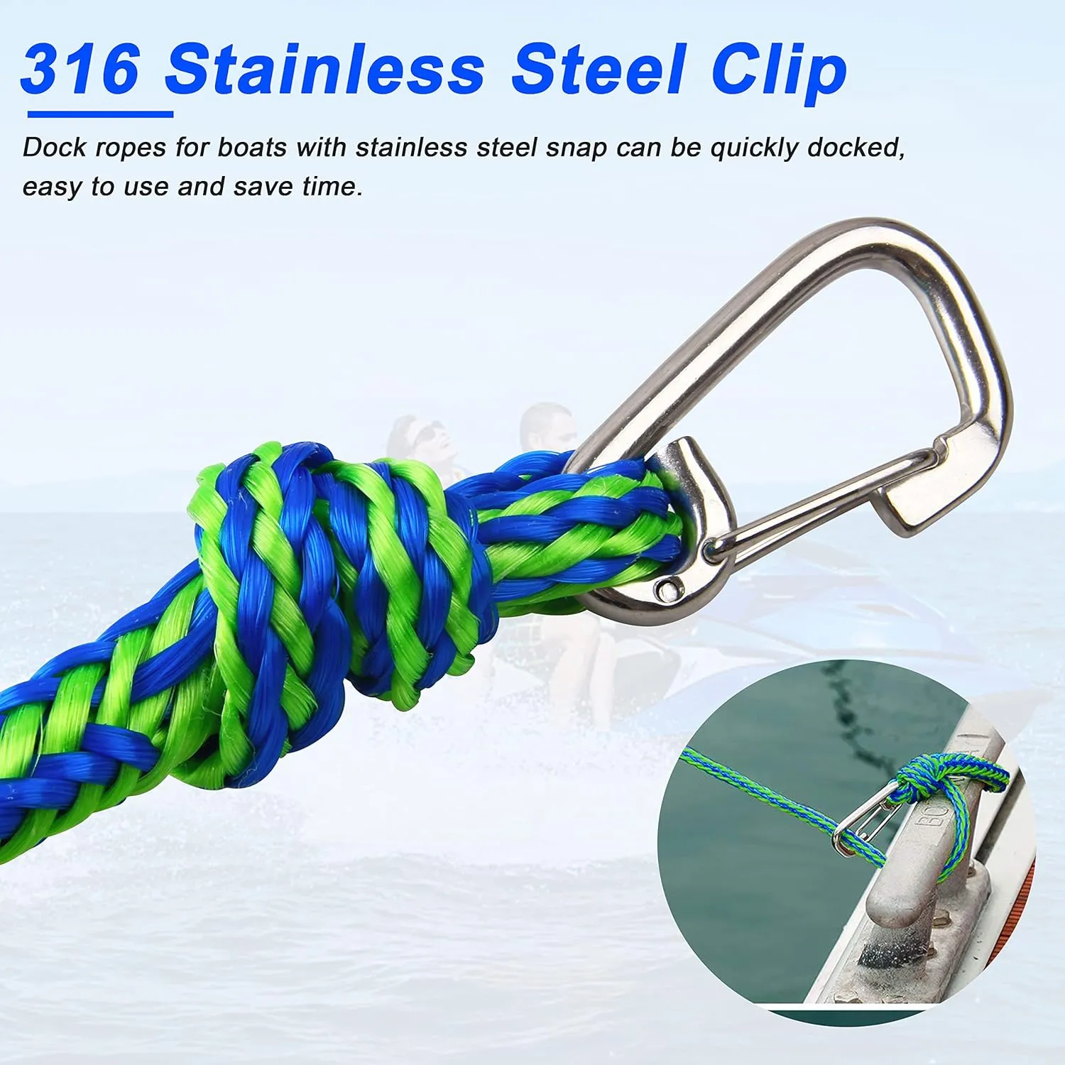 Docking Lines Rope Mooring Bungee - PWC Dock Rope 7FT 10FT 14FT with Foam Float for Personal Watercraft Kayak, Jet Ski, SeaDoo, Boat, Pontoon Bungee Docking Line Rope