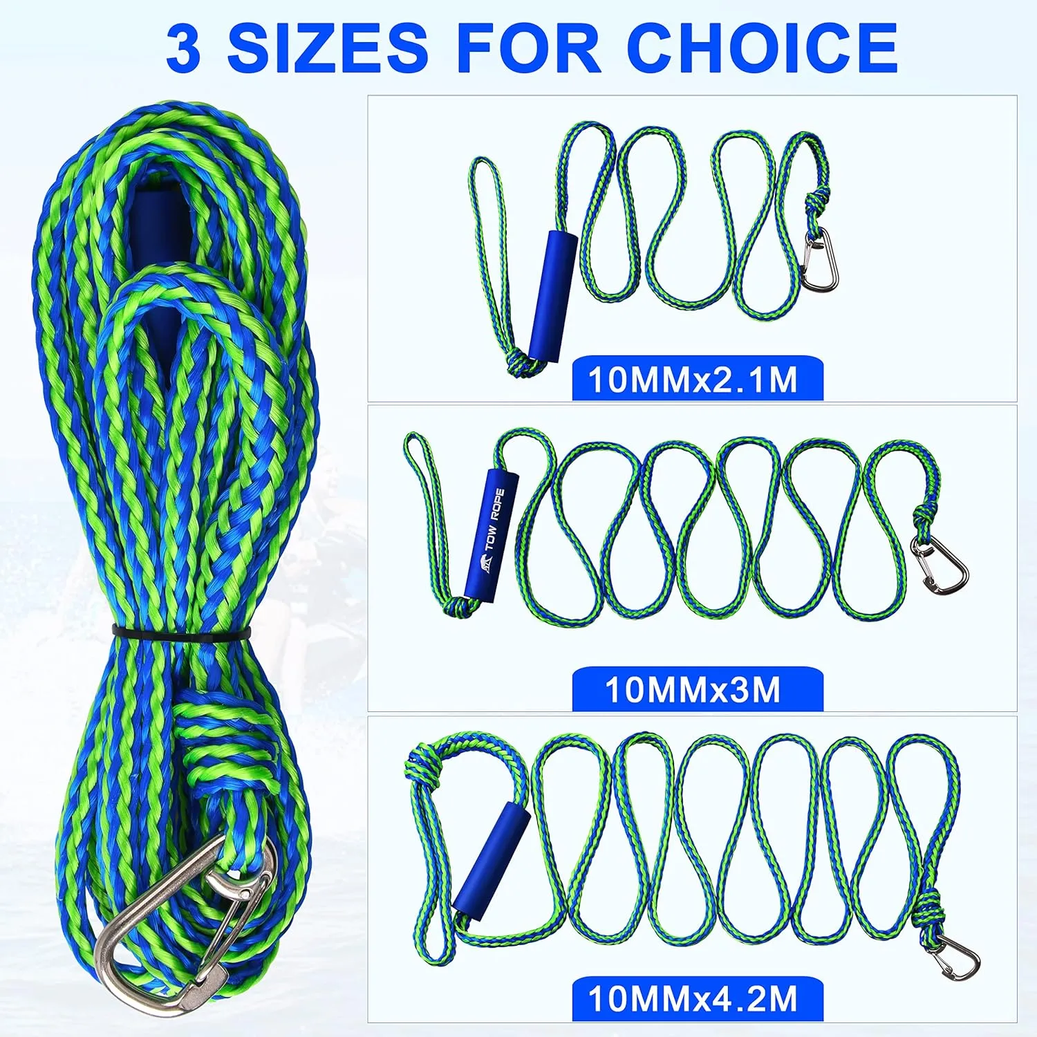 Docking Lines Rope Mooring Bungee - PWC Dock Rope 7FT 10FT 14FT with Foam Float for Personal Watercraft Kayak, Jet Ski, SeaDoo, Boat, Pontoon Bungee Docking Line Rope