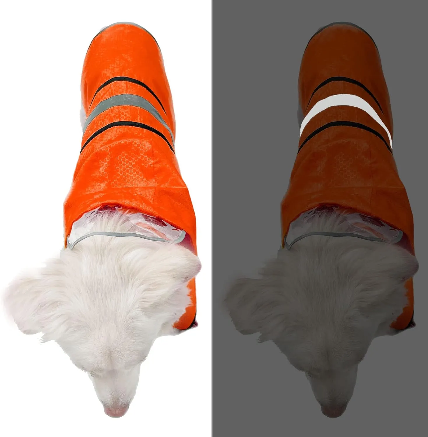 Dog Raincoat Waterproof Reflective Slicker - Lightweight Breathable Hooded Poncho Rain Coat Jacket with Adjustable Belly Strap and Leash Hole for Small Medium Large Dogs (Large, Orange)
