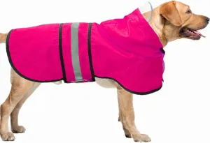 Dog Raincoat Waterproof Reflective Slicker - Lightweight Breathable Hooded Poncho Rain Coat Jacket with Adjustable Belly Strap and Leash Hole for Small Medium Large Dogs (Pink, Large)