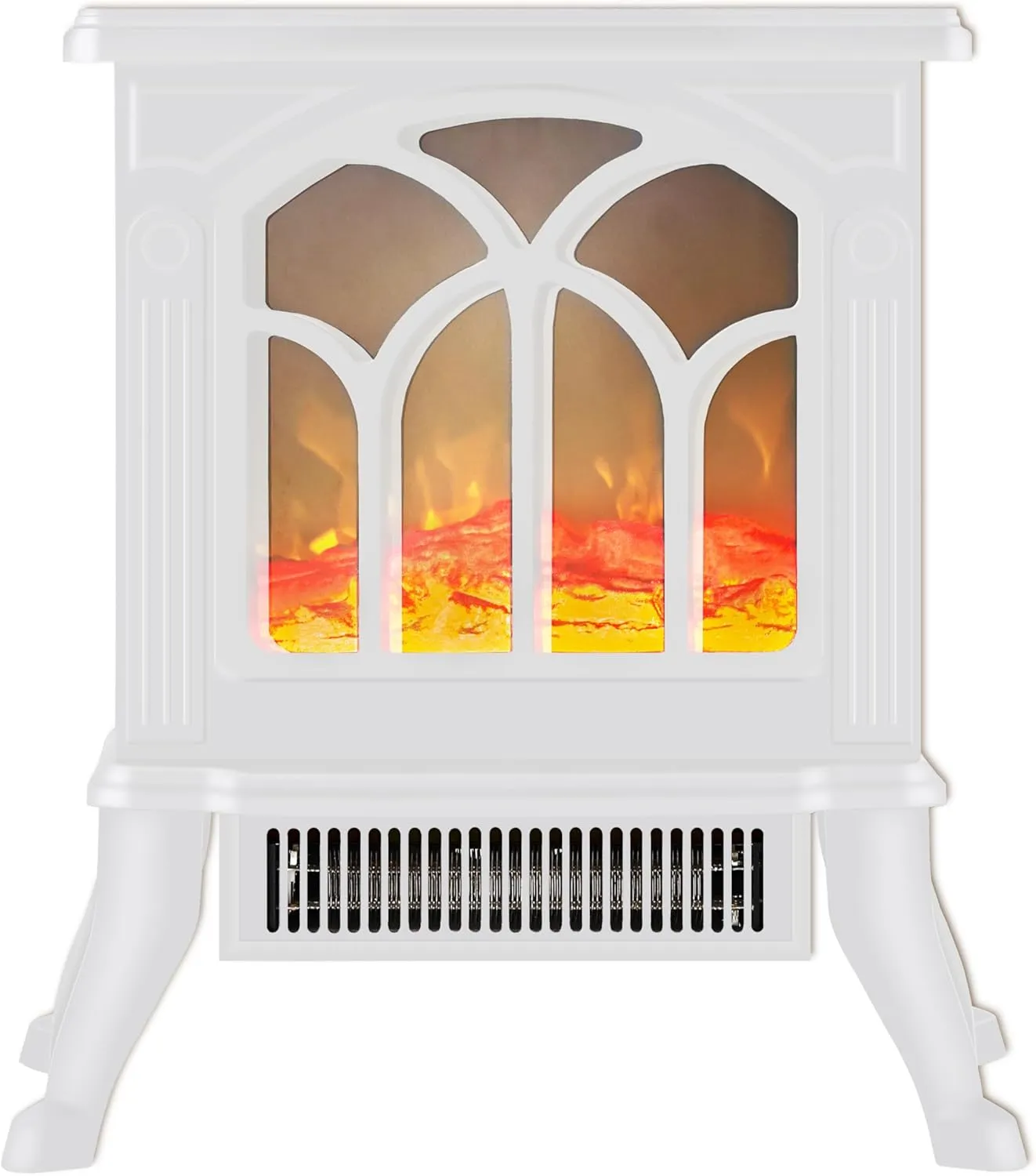 DONYER POWER 23" Electric Stove Portable Heater, 1500W,LED Adjustable Flame Intensity Control, White, Room Heater,Space Heater