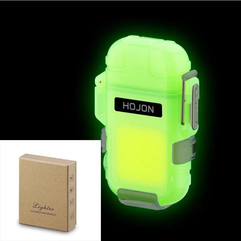 Double Arc Lighter Torch Flashlight USB Rechargeable Waterproof Windproof Glow-in-the-Dark