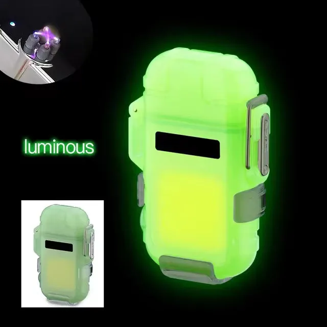 Double Arc Lighter Torch Flashlight USB Rechargeable Waterproof Windproof Glow-in-the-Dark