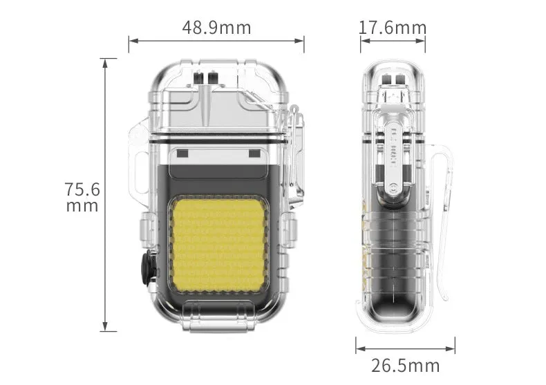 Double Arc Lighter Torch Flashlight USB Rechargeable Waterproof Windproof Glow-in-the-Dark