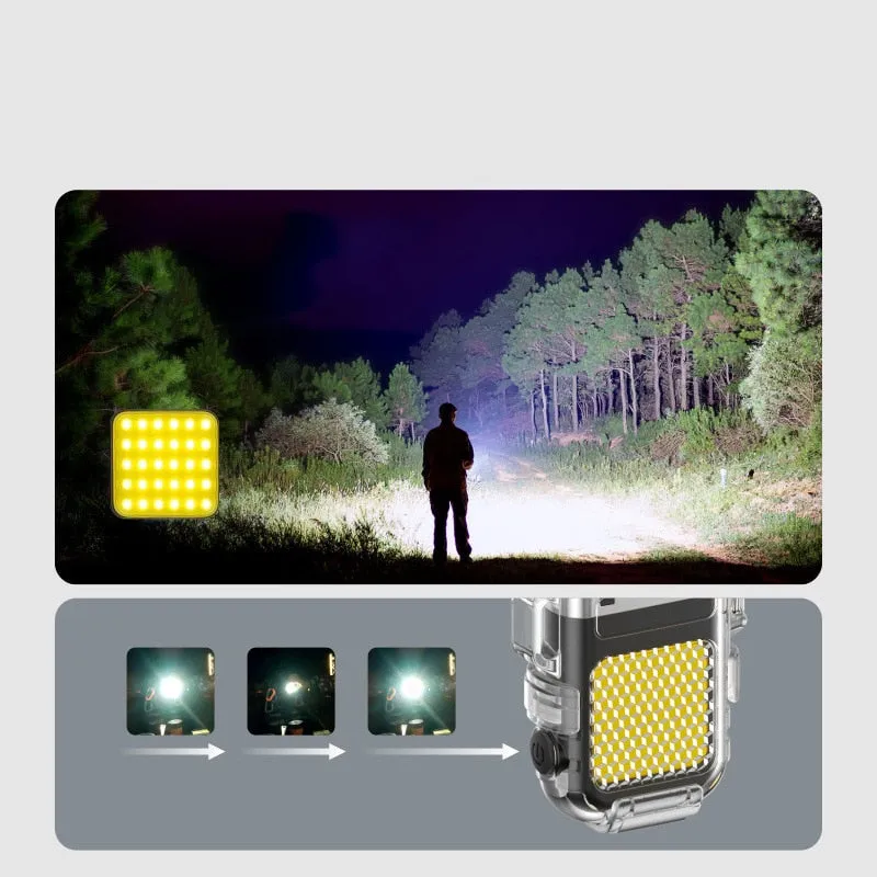 Double Arc Lighter Torch Flashlight USB Rechargeable Waterproof Windproof Glow-in-the-Dark