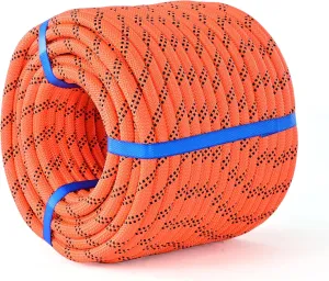Double Braid Arborist Rope,1/2 in x 100 ft Arborist Rigging Polyester Rope,50 Strand Rope Swing for Tree Bull Rope for Outdoor, Tree Work, Swing, Sailing, Orange/Black