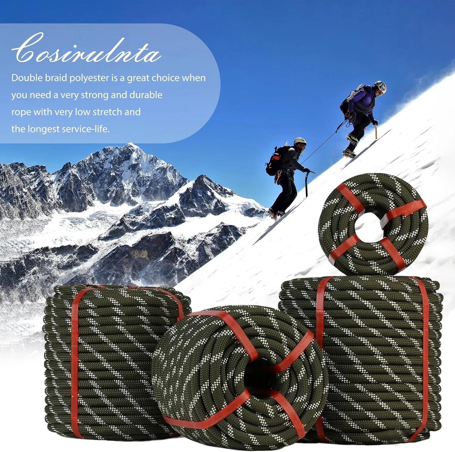Double Braid Arborist Rope(1/2 in x 100ft) - 48 Strand Rope Swing for Tree Diverse Outdoor Applications Construction, Climbing, Swing, Sailing