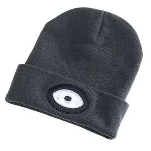 Draper Beanie Hat With Rechargeable Torch, One Size, 1W, 100 Lumens, Grey Dr-99522