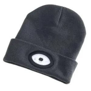 Draper Beanie Hat With Rechargeable Torch, One Size, 1W, 100 Lumens, Grey Dr-99522