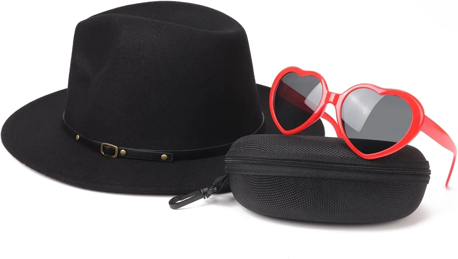 DRESHOW Women Classic Felt Fedora Wide Brim Floppy with Belt Buckle Panama Hat