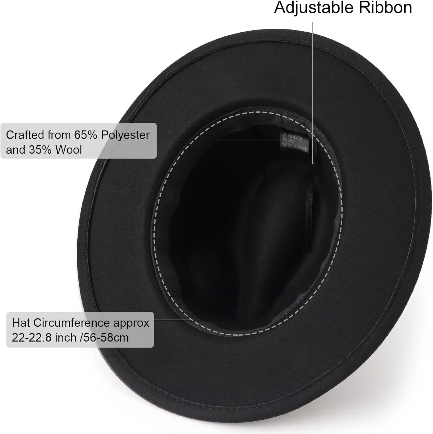 DRESHOW Women Classic Felt Fedora Wide Brim Floppy with Belt Buckle Panama Hat