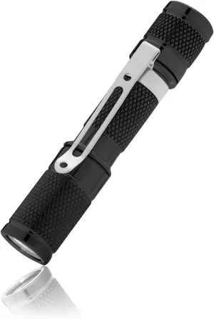 DROP Aluminum AAA Flashlight - 36 Hour, EDC Mini Keychain Pocket LED Torch, IPX-8 Waterproof, 3 Modes.43 oz, 110 lumens (Black, CREE)