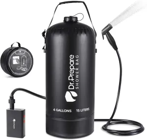 DR.PREPARE Camping Shower, 4 Gallons/5 Gallons Portable Shower with Pump, Outdoor Shower Bag for Camping, Hiking, Traveling, Beach