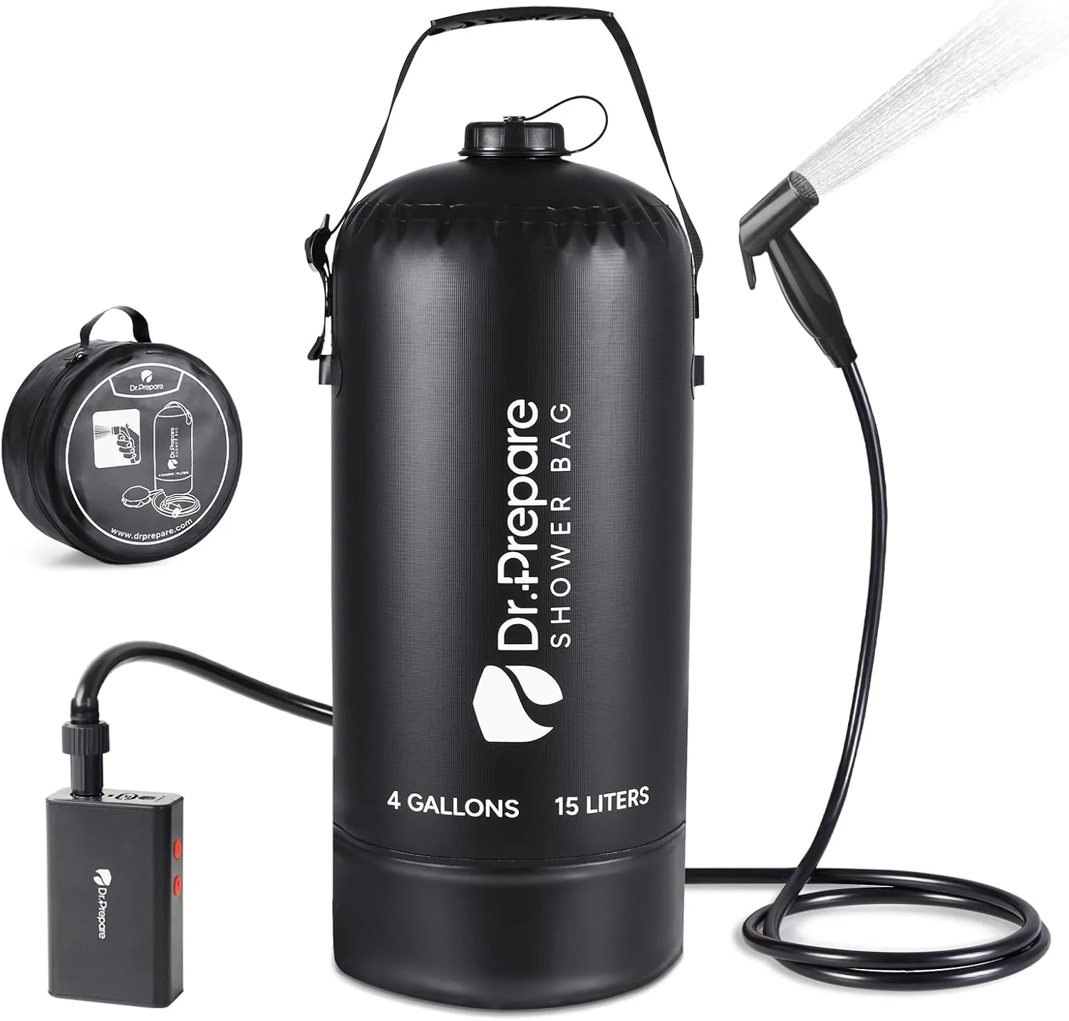 DR.PREPARE Camping Shower, 4 Gallons/5 Gallons Portable Shower with Pump, Outdoor Shower Bag for Camping, Hiking, Traveling, Beach