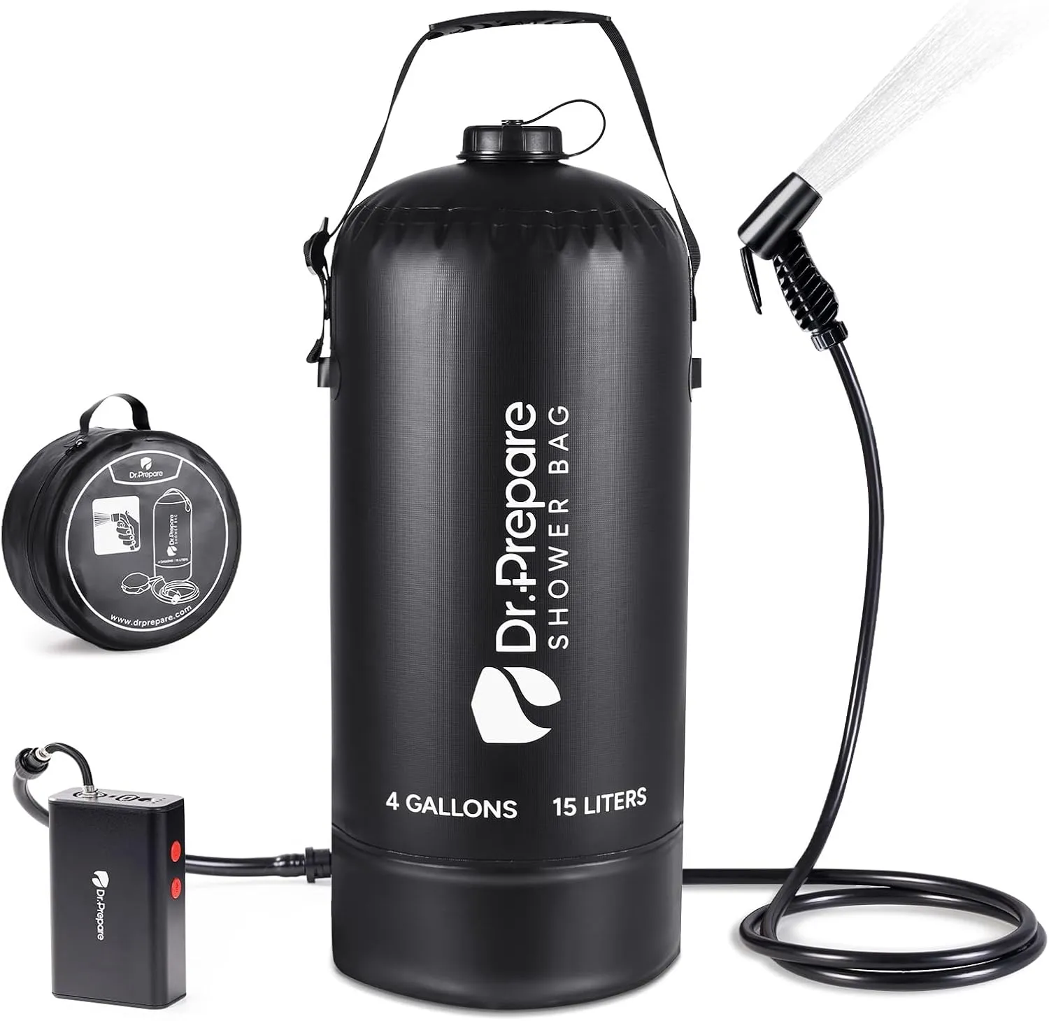 DR.PREPARE Camping Shower, 4 Gallons/5 Gallons Portable Shower with Pump, Outdoor Shower Bag for Camping, Hiking, Traveling, Beach