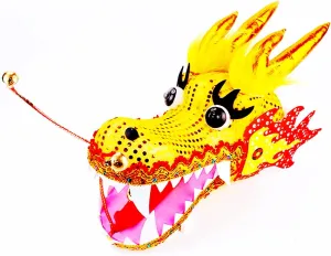DSJUGGLING 3D Dragon Head Accessories, Lightweight Real-Like Hollow Plastic Dragon Head with Swing Rope for Dragon Poi Dragon Dance Ribbon Streamer Optional Equipment