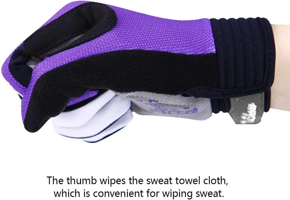 DuShow Bike Gloves for Women Cycling,Pink Floral Workout Gloves Women,Full Finger Biking Driving Riding Gloves for Women,Gel Padded Touch Screen Gym Gloves