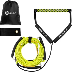 Dyneema Wakeboard Rope 75ft, No Stretch Wakeboard Rope and Handle Water Ski Rope for Watersports, 4 Sections Floating Wakeboard Tow Rope for Kneeboarding and Wakesurfing