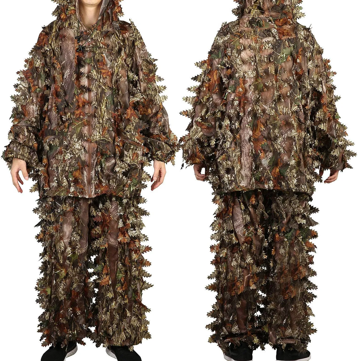 EAmber Ghillie Suit Gilly Hunting Suits Pants 3D Leaf Camo Camouflage Coveralls Youth Adult Lightweight Clothes