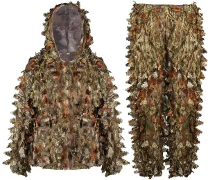 EAmber Ghillie Suit Gilly Hunting Suits Pants 3D Leaf Camo Camouflage Coveralls Youth Adult Lightweight Clothes
