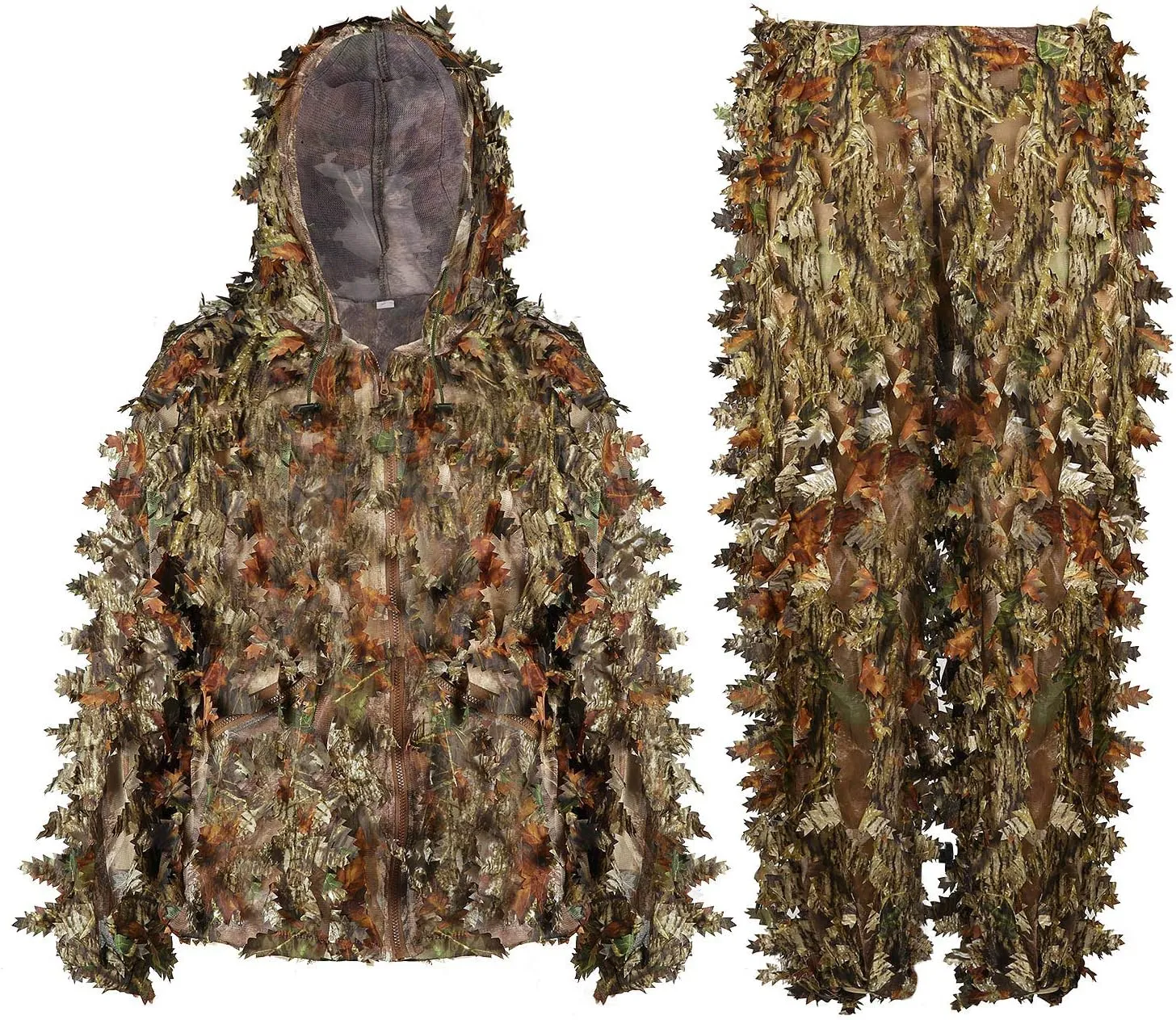 EAmber Ghillie Suit Gilly Hunting Suits Pants 3D Leaf Camo Camouflage Coveralls Youth Adult Lightweight Clothes