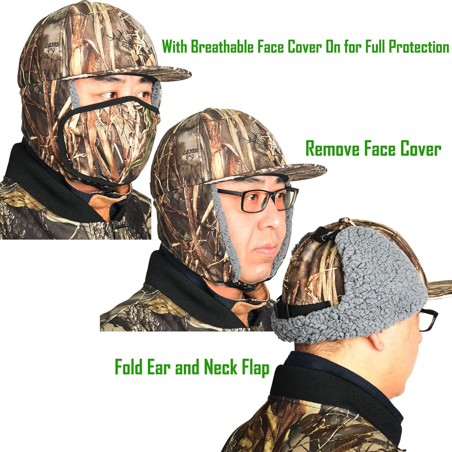 EDTREK Waterproof Trapper Hat with Face Mask for Coldest Conditions - Backcountry Winter Bomber Hat