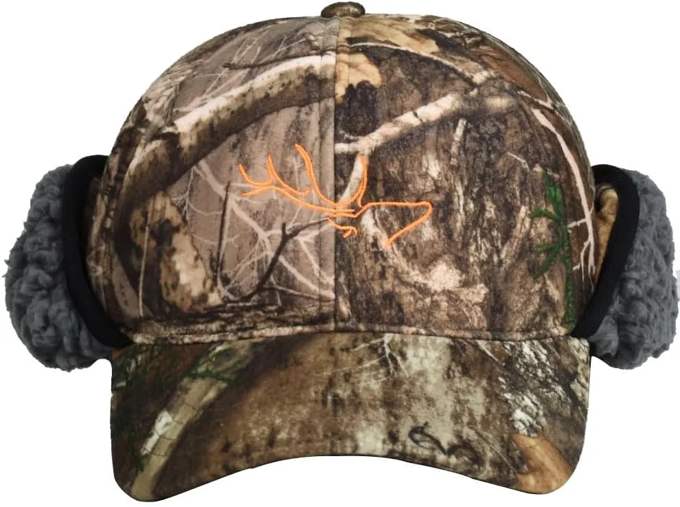 EDTREK Windproof and Waterproof Winter Hat with Sherpa Lined Ear Flap - Ultra Performance Blaze Orange and Camo Hunting Hat