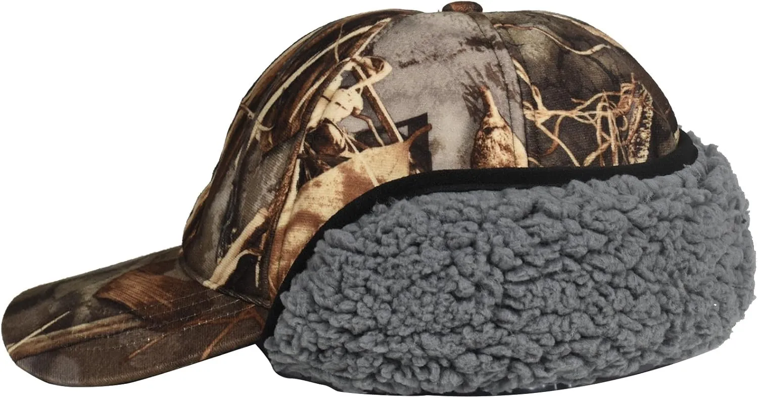 EDTREK Windproof and Waterproof Winter Hat with Sherpa Lined Ear Flap - Ultra Performance Blaze Orange and Camo Hunting Hat