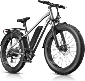 Electric Bike for Adults, 1000W Peak Ebike, 25MPH 60Miles Electric Mountain Bike, 26" Fat Tire Electric Bicycle with 48V 13AH Battery, Rear Rack, Turn Signal, Lockable Suspension Fork,7 Speed