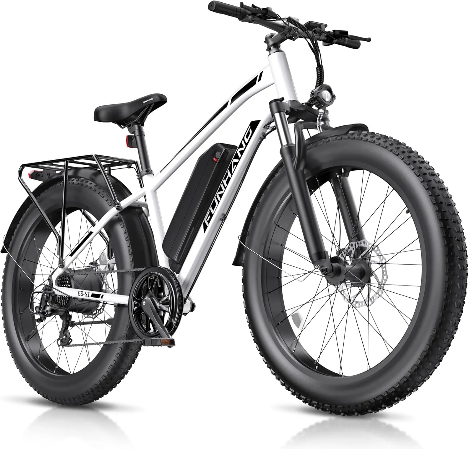 Electric Bike for Adults, 1000W Peak Ebike, 25MPH 60Miles Electric Mountain Bike, 26" Fat Tire Electric Bicycle with 48V 13AH Battery, Rear Rack, Turn Signal, Lockable Suspension Fork,7 Speed