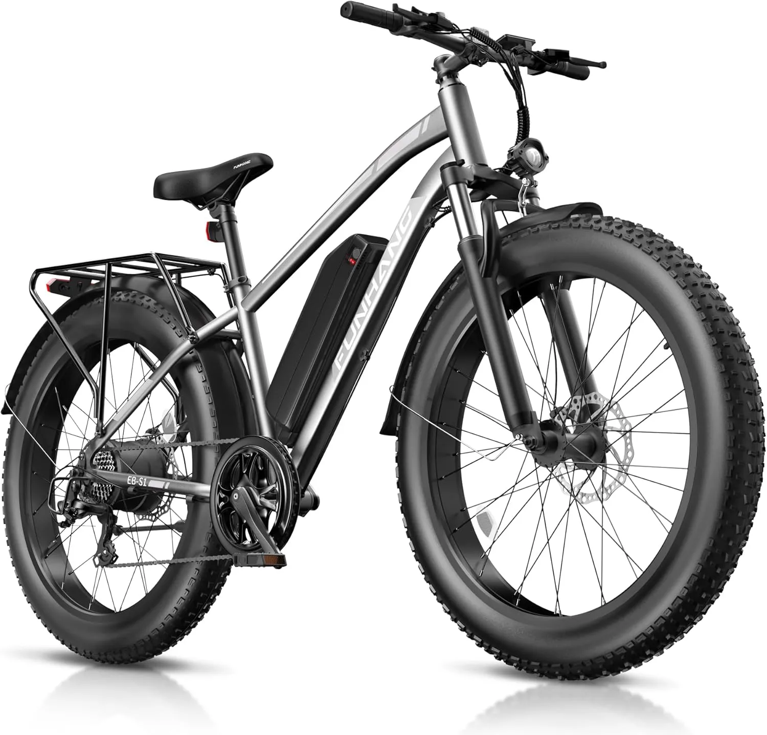 Electric Bike for Adults, 1000W Peak Ebike, 25MPH 60Miles Electric Mountain Bike, 26" Fat Tire Electric Bicycle with 48V 13AH Battery, Rear Rack, Turn Signal, Lockable Suspension Fork,7 Speed