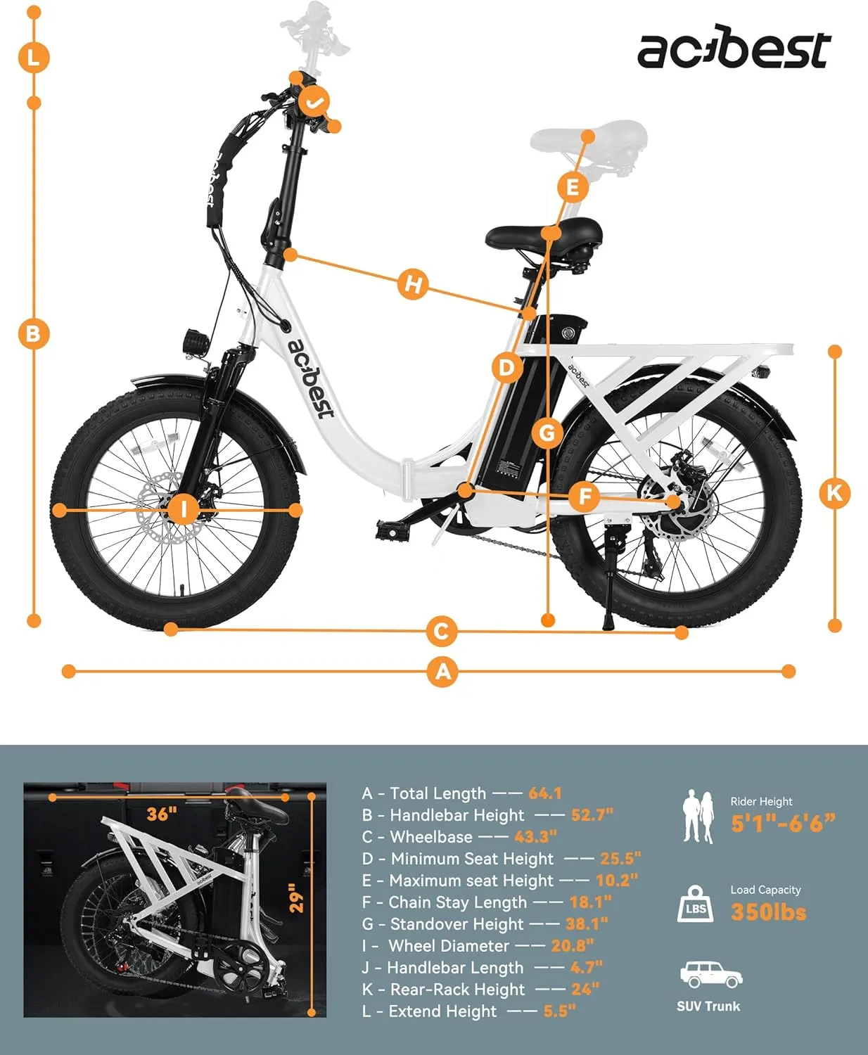 Electric Bike for Adults, Actbest Mars 20'' Fat Tire Folding Ebike with Peak 1000W Motor, 7 Speed 28MPH, 48V 499Wh Removable Battery Max Range 55 miles, Adjustable Bike Stem, Foldable Electric Bicycle