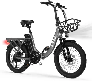Electric Bike for Adults, Actbest Mars 20'' Fat Tire Folding Ebike with Peak 1200W Motor, 7 Speed 28MPH, 48V 499Wh Removable Battery Max Range 55 miles, Adjustable Bike Stem, Foldable Electric Bicycle