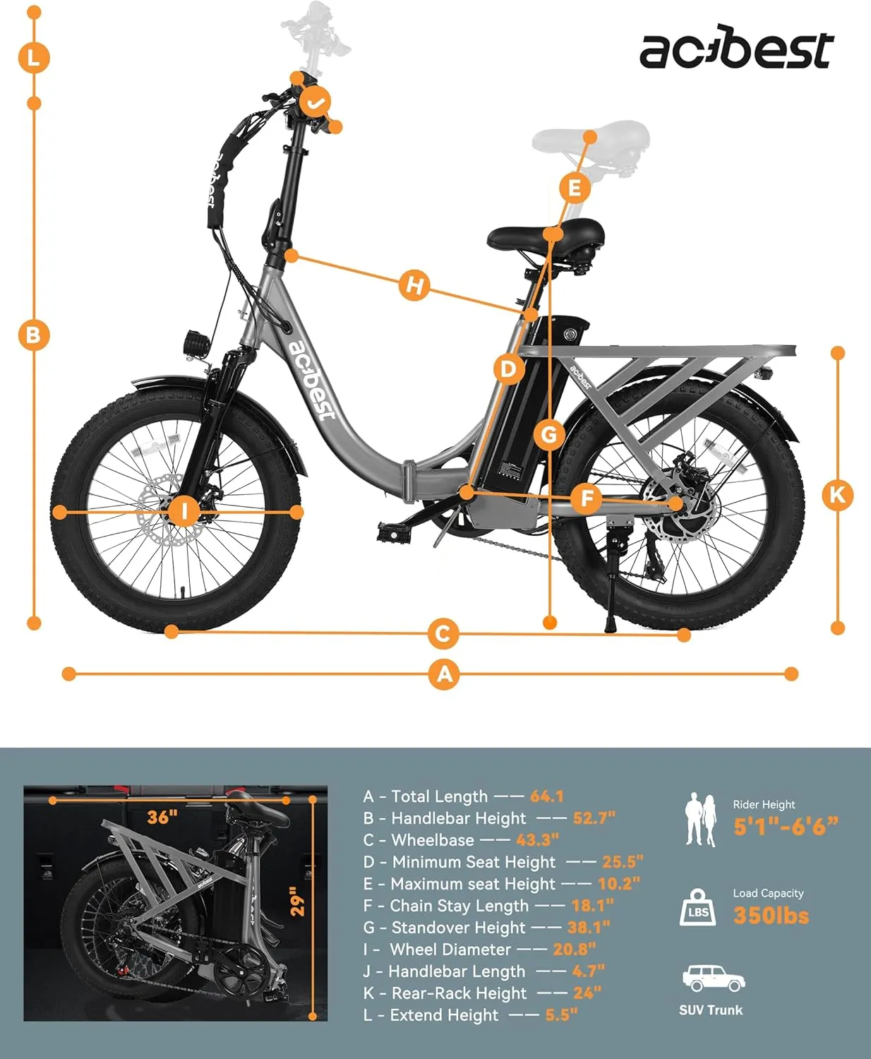 Electric Bike for Adults, Actbest Mars 20'' Fat Tire Folding Ebike with Peak 1200W Motor, 7 Speed 28MPH, 48V 499Wh Removable Battery Max Range 55 miles, Adjustable Bike Stem, Foldable Electric Bicycle