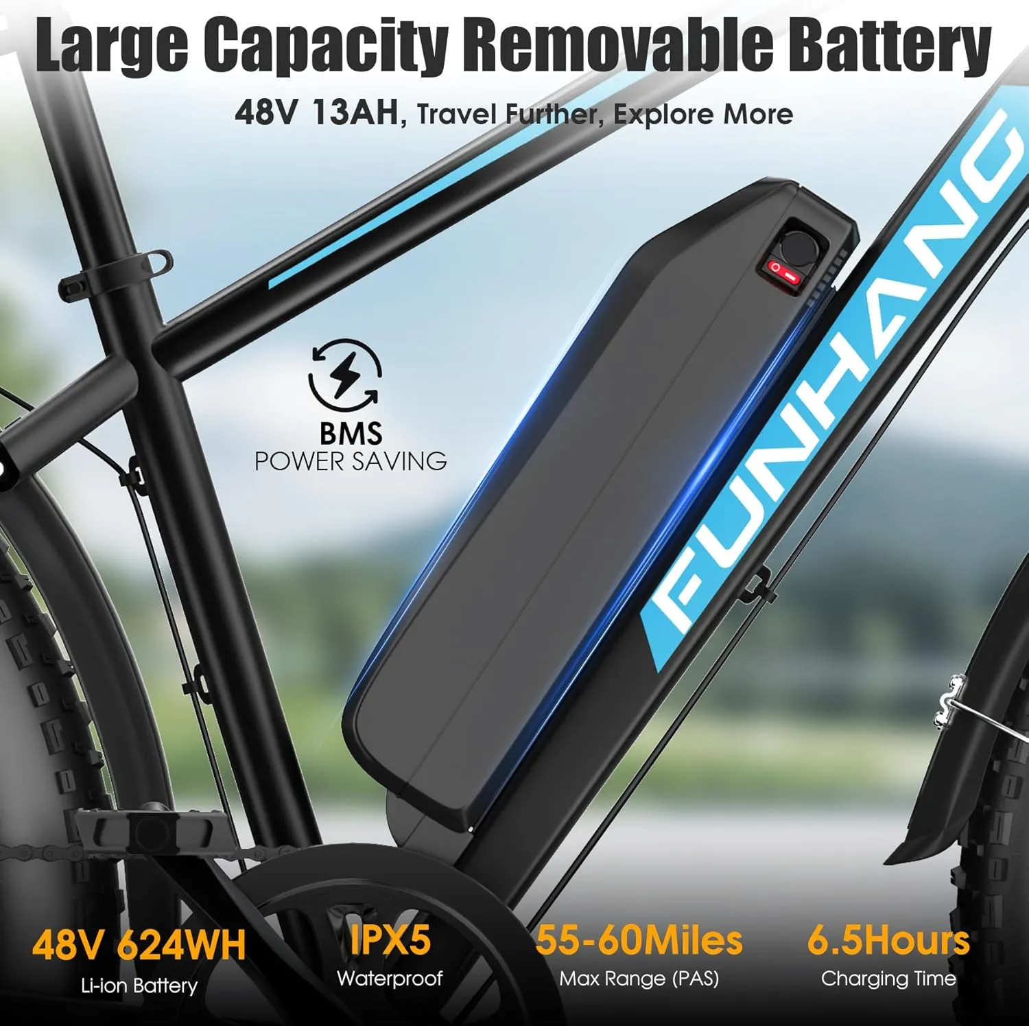 Electric Bike for Adults, Peak 1000W Ebike, 25MPH 60Miles Electric Mountain Bike, 26" Fat Tire Adult Electric Bicycle with 48V 13AH Battery, Rear Rack, 7 Speed, Front Suspension, Turn Signal