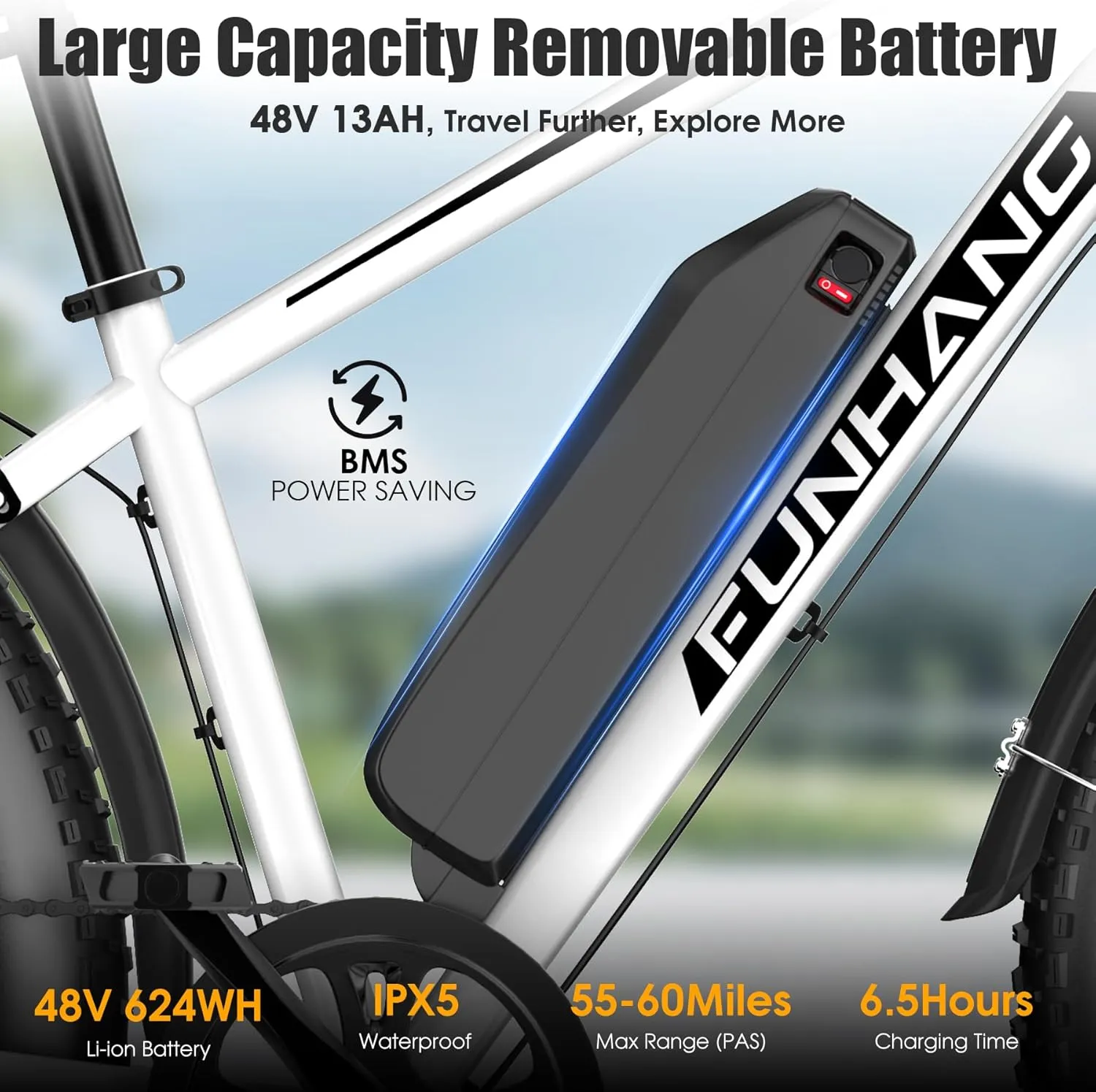 Electric Bike for Adults, Peak 1000W Ebike, 25MPH 60Miles Electric Mountain Bike, 26" Fat Tire Adult Electric Bicycle with 48V 13AH Battery, Rear Rack, 7 Speed, Front Suspension, Turn Signal
