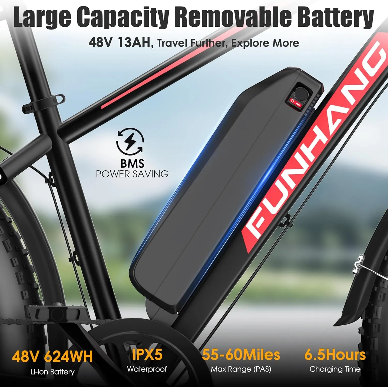 Electric Bike for Adults, Peak 1000W Ebike, 25MPH 60Miles Electric Mountain Bike, 26" Fat Tire Adult Electric Bicycle with 48V 13AH Battery, Rear Rack, 7 Speed, Front Suspension, Turn Signal