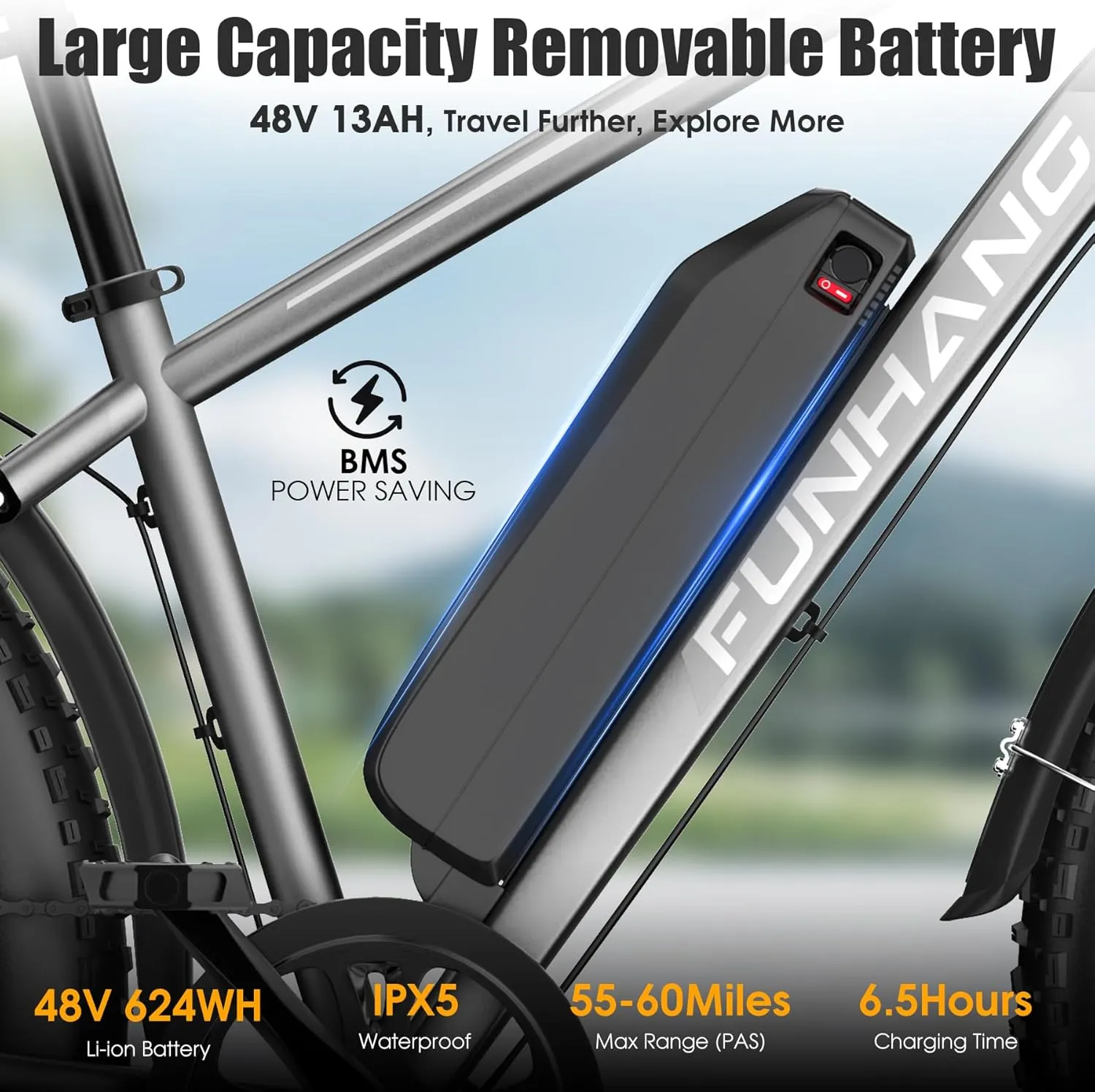 Electric Bike for Adults, Peak 1000W Ebike, 25MPH 60Miles Electric Mountain Bike, 26" Fat Tire Adult Electric Bicycle with 48V 13AH Battery, Rear Rack, 7 Speed, Front Suspension, Turn Signal